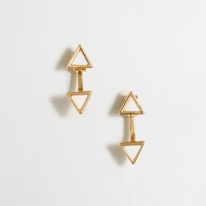J.Crew Gold White Enamel Two Way Ear Jaceket Earrings NWT 58